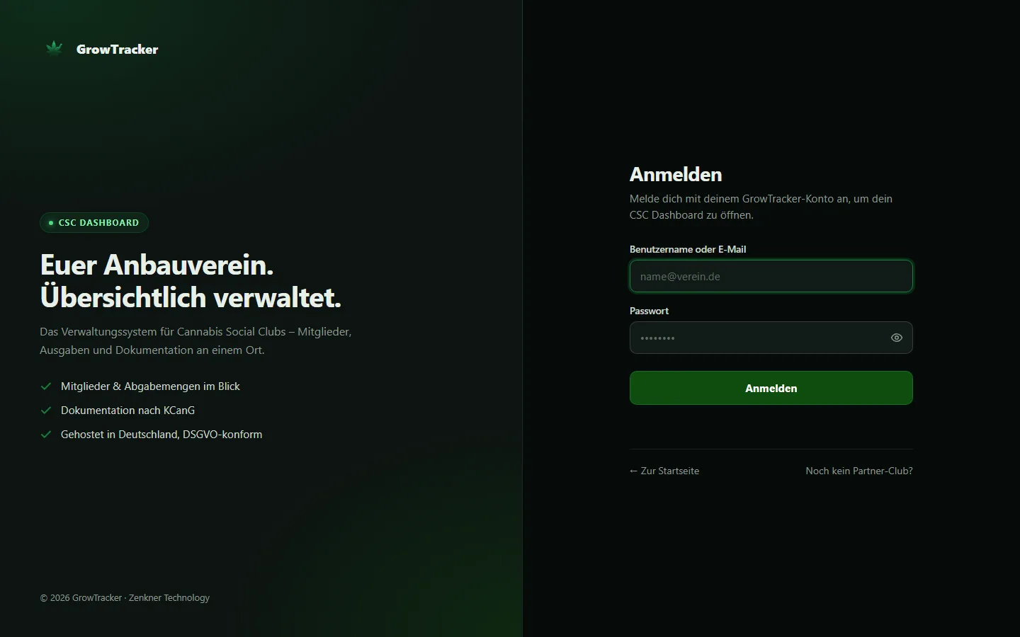GrowTracker CSC-Dashboard für Anbauvereine