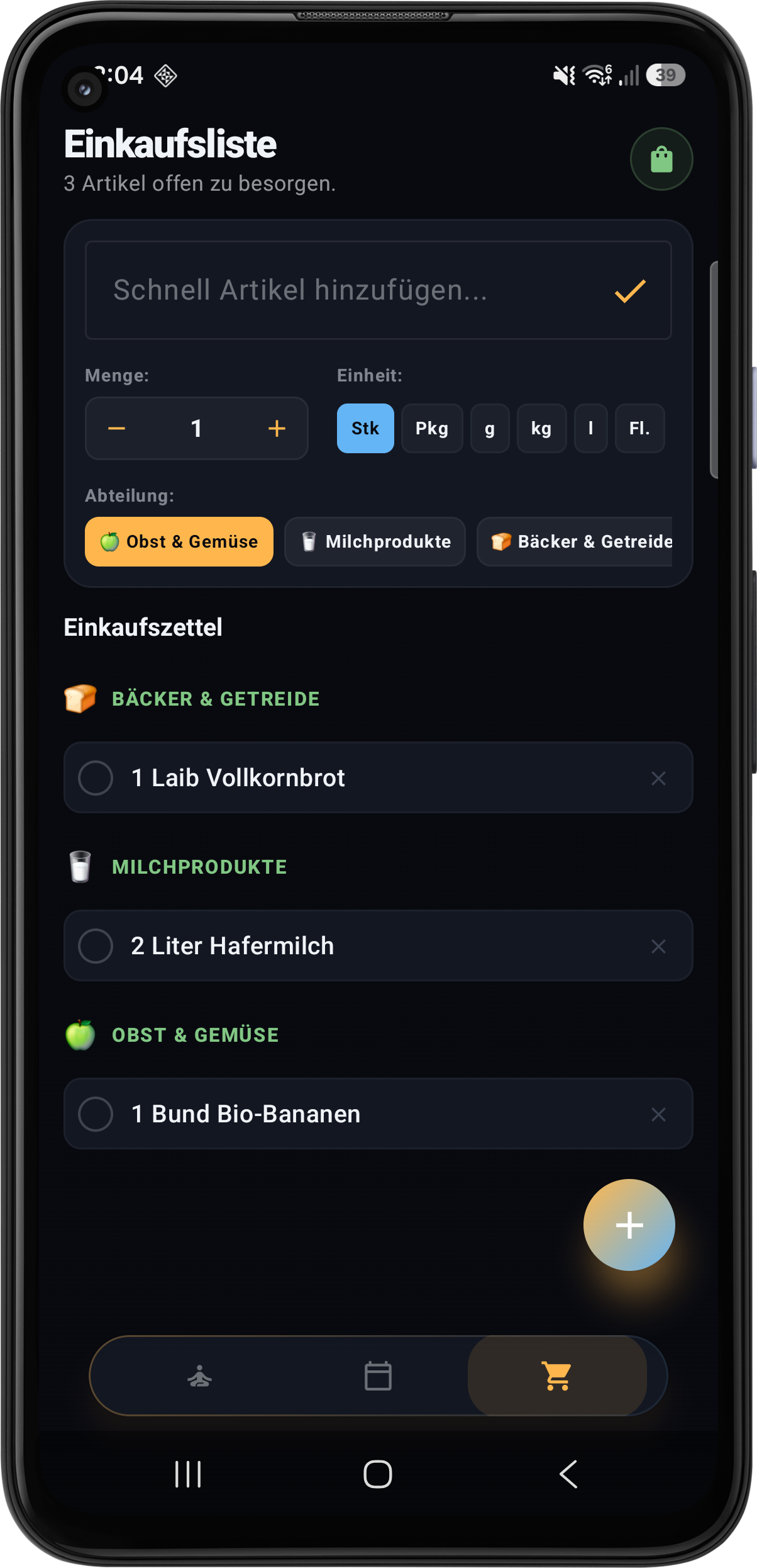 Smarte Einkaufsliste